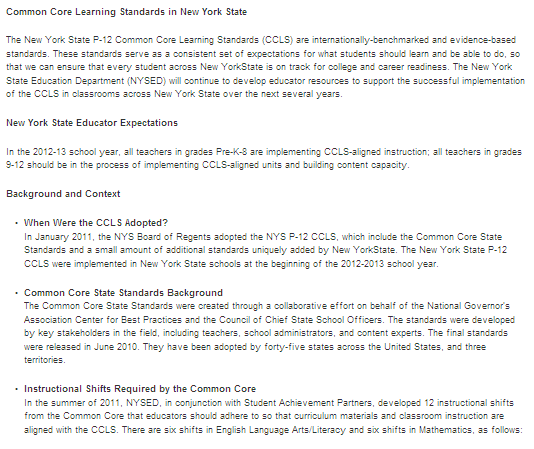 Common Core State Standards Background 